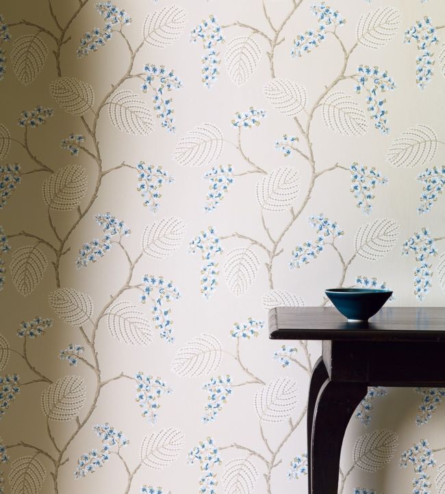 Atwood Wallpaper - Blue/Beige - Colefax & Fowler