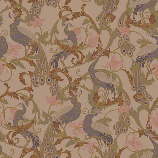 Aubrey Wallpaper - Shades of Mauve on Gold - Lucie Annabel