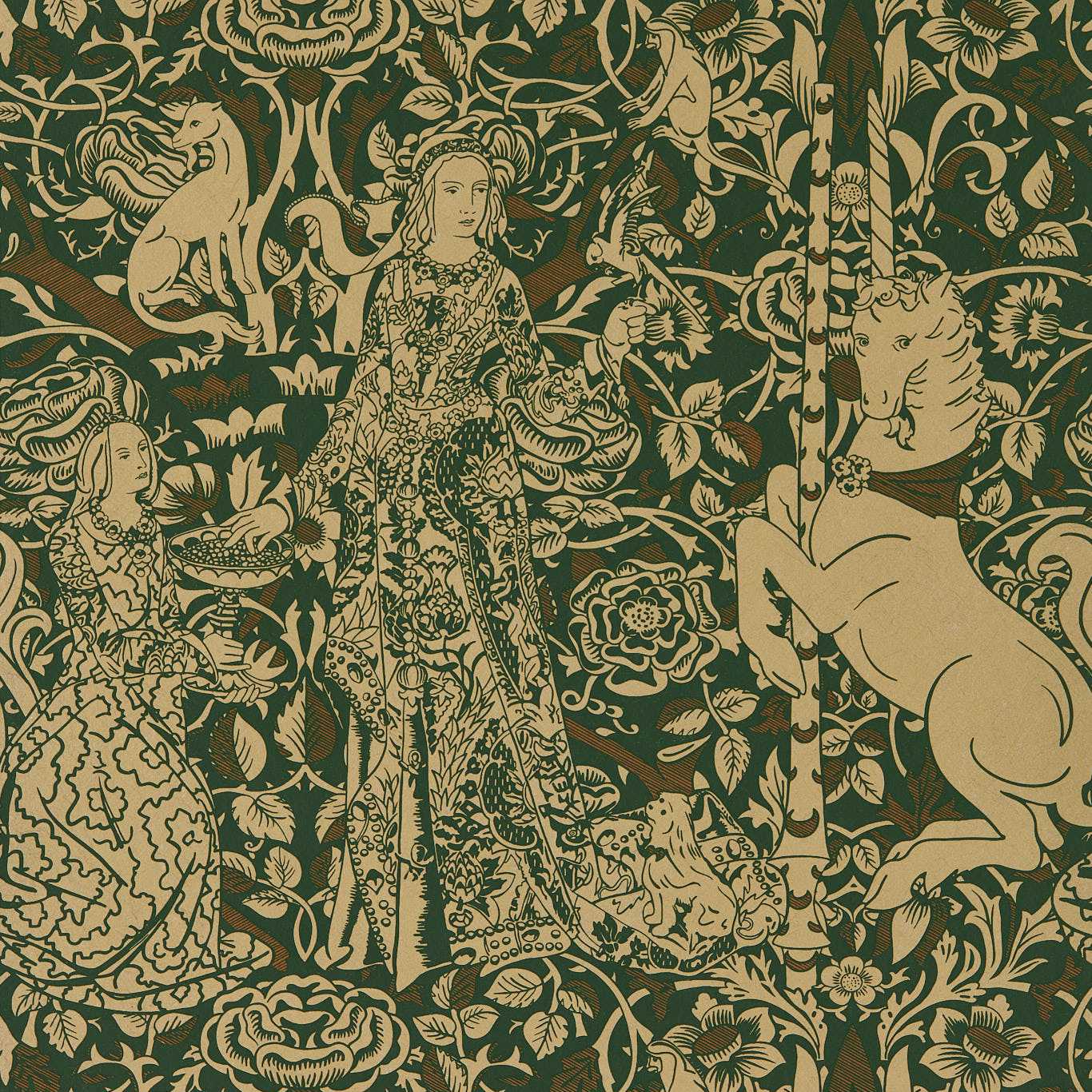 Aurelia's Grail Wallpaper - Gobelin Green/Bronze - DGDW217297 - Sanderson