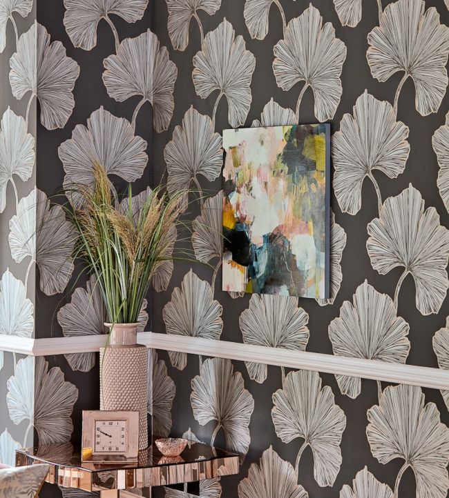 Azurea Wallpaper - Ebony/Rose Gold - HLUT111713 - Harlequin