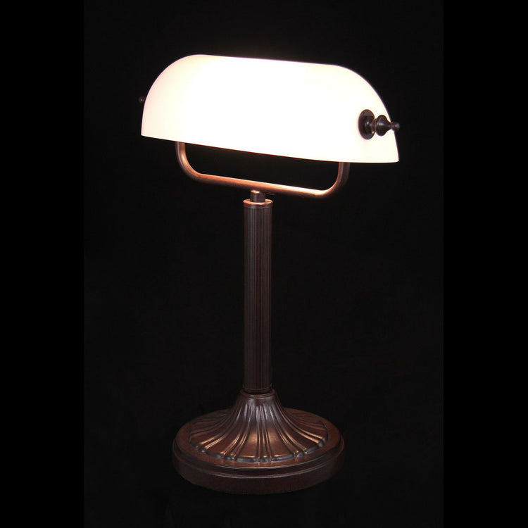 Bank Table Lamp In White Opal