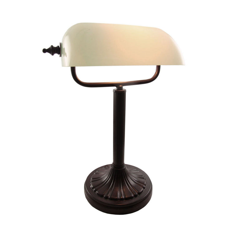 Bank Table Lamp In White Opal