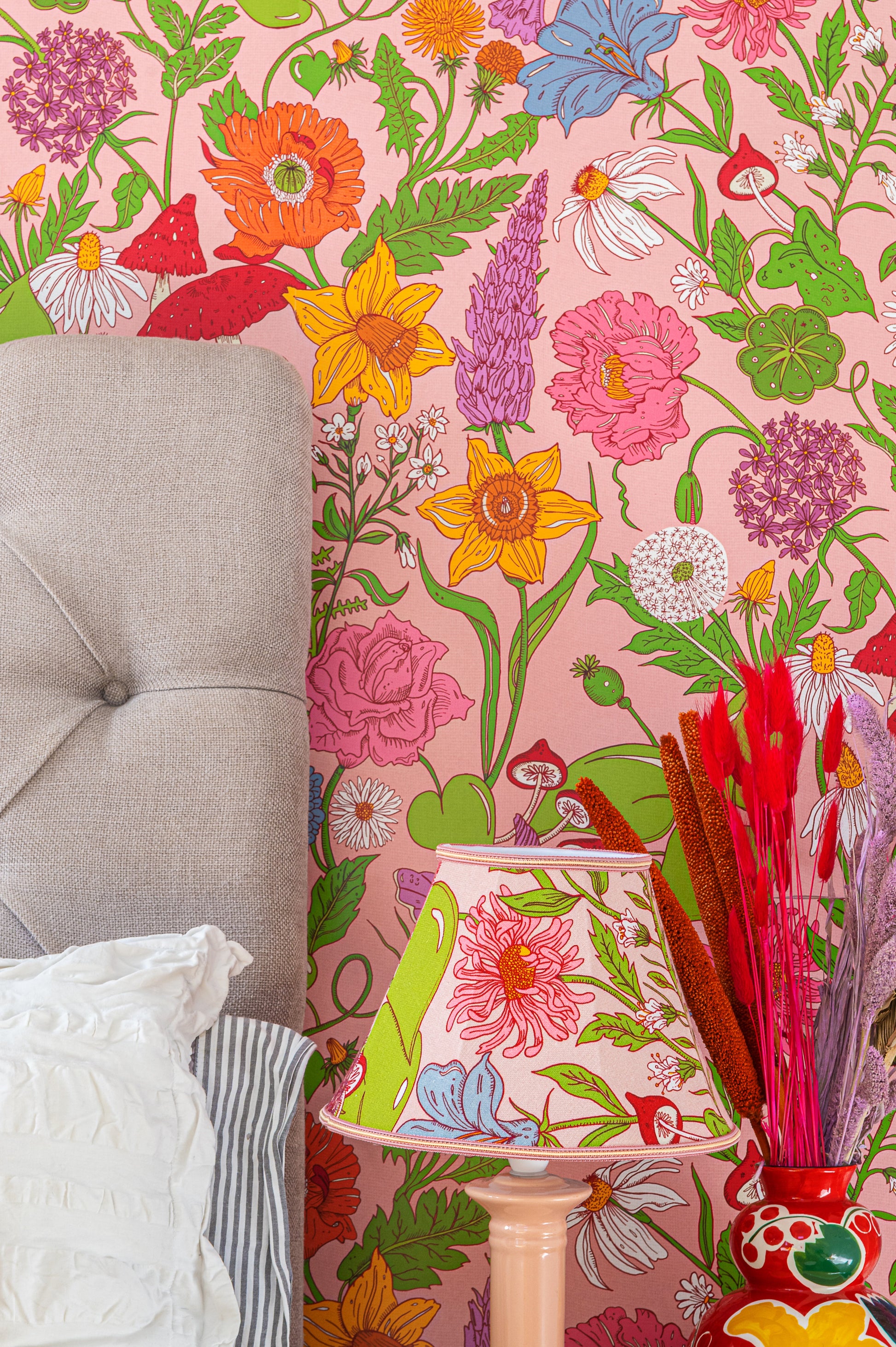 Bloom Flamingo-Pink Fabric - Pink - Wear The Walls