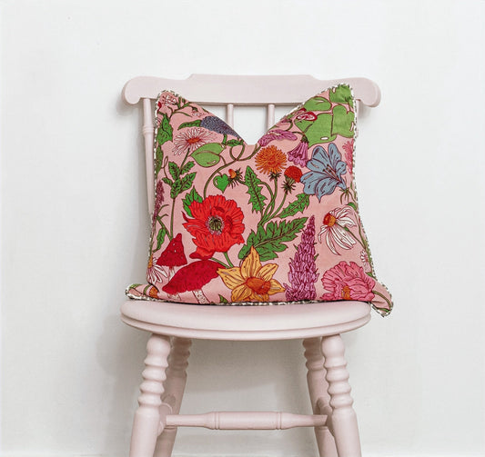 Bloom Flamingo Cushion with Medium Velvet - Pink - Wear The Walls