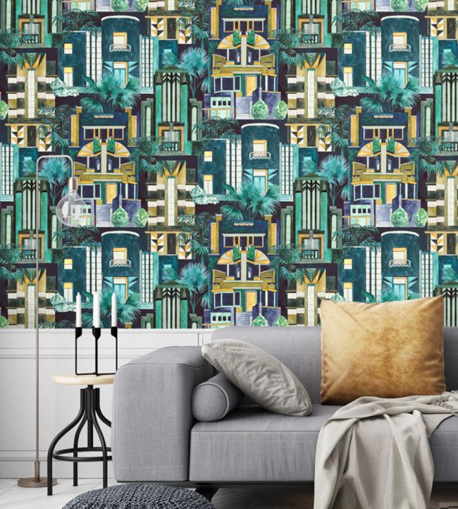 Downtown Deco Wallpaper - Green - Brand McKenzie
