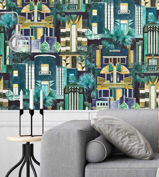 Downtown Deco Wallpaper - Green - Brand McKenzie