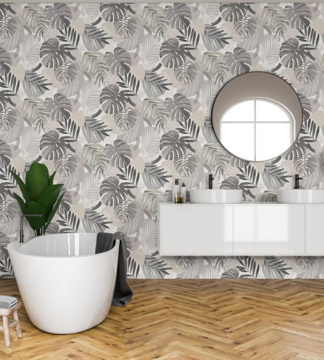 Abstract Jungle Room Wallpaper - Gray