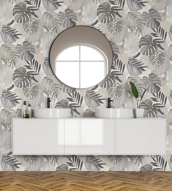 Abstract Jungle Room Wallpaper 2 - Gray