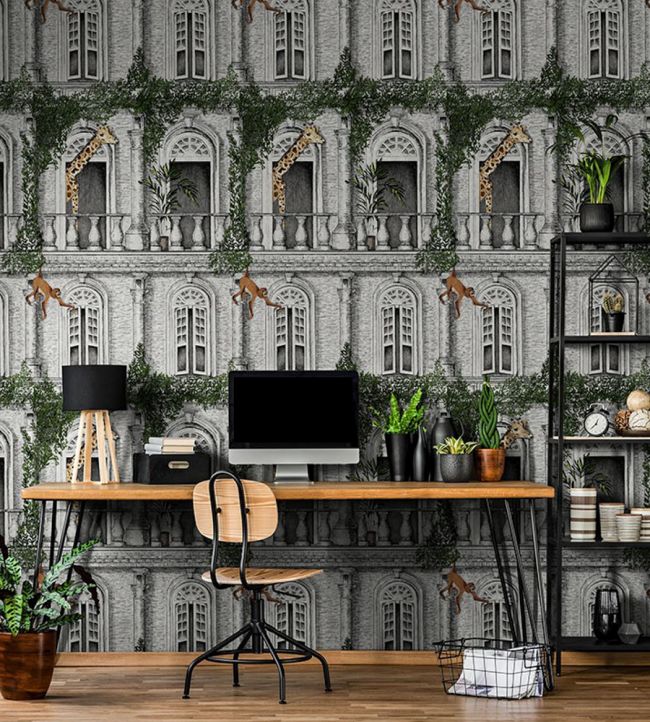 Animal Architecture Room Wallpaper 2 - Gray