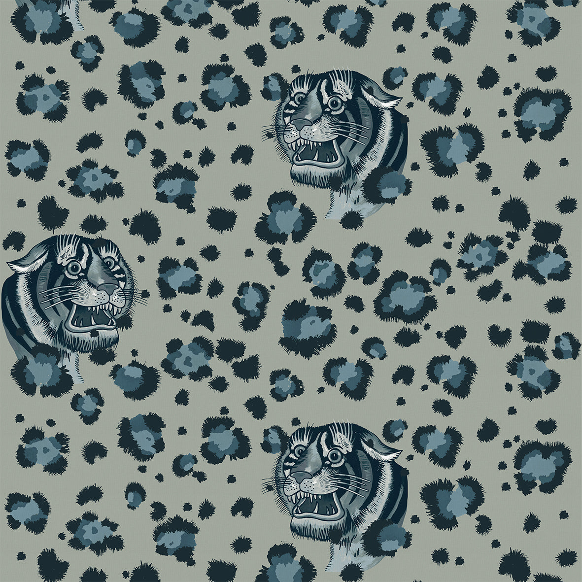 Bubastis Wallpaper - Blue - Wear The Walls