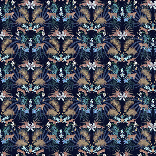 Leopard Luxe Wallpaper - Blue - The Graduate Collection