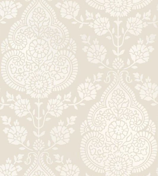 Balmuccia Damask Wallpaper - Beige - AT57864 - Anna French