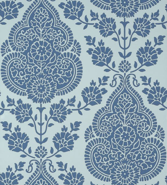 Balmuccia Damask Wallpaper - Blue - AT57868 - Anna French