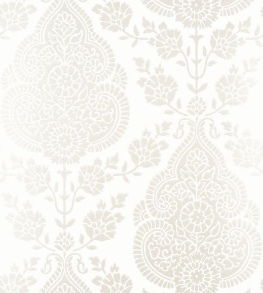 Balmuccia Damask Wallpaper - Pearl - AT57863 - Anna French