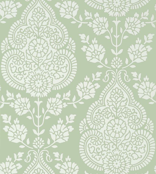 Balmuccia Damask Wallpaper - Soft Green - AT57867 - Anna French