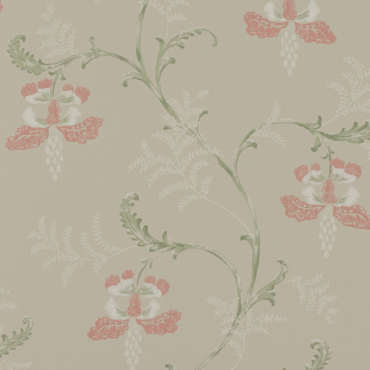 Bellflower Wallpaper - Pink/Green - Colefax & Fowler