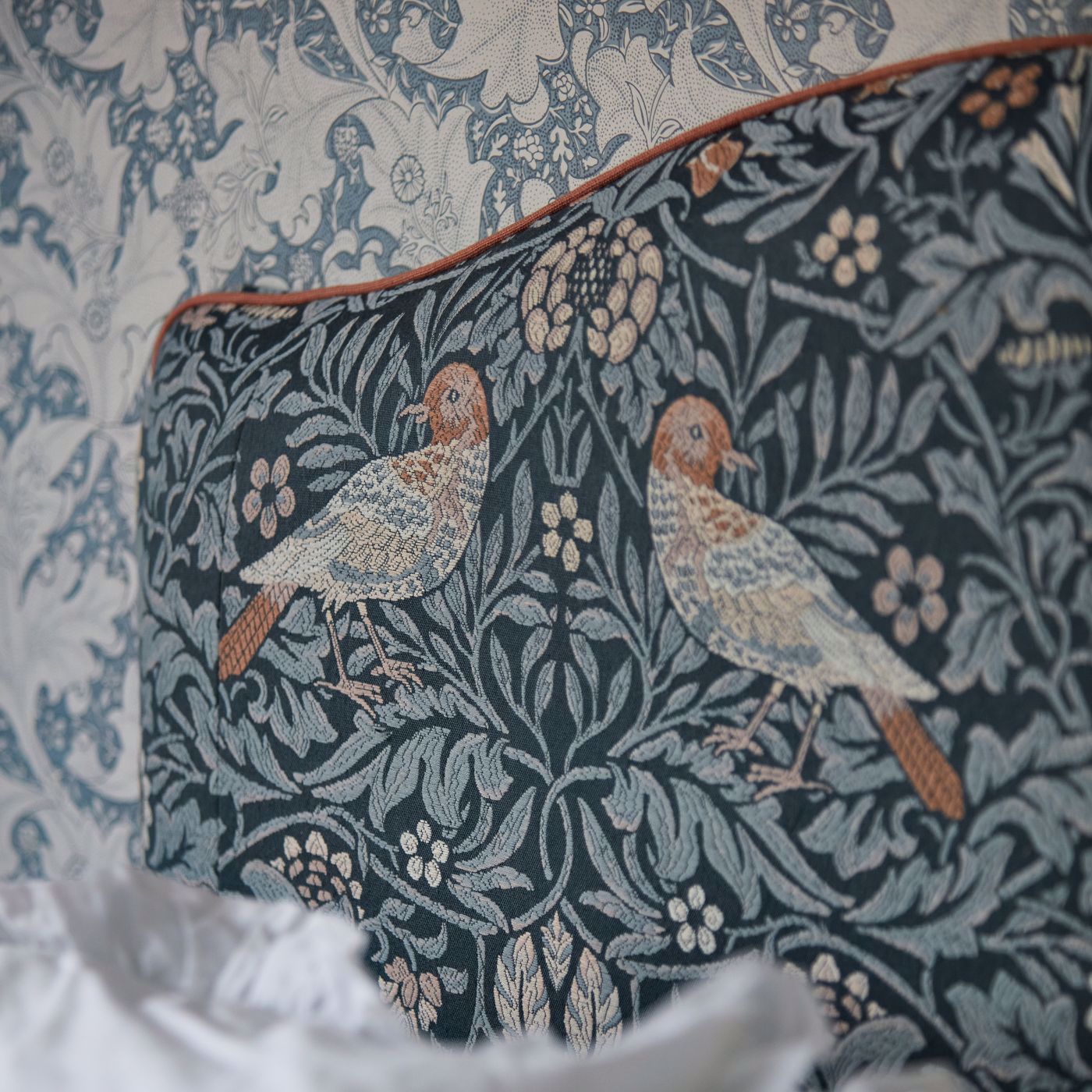 Bird Tapestry Fabric - Webbs Blue - 237312 - Morris & Co