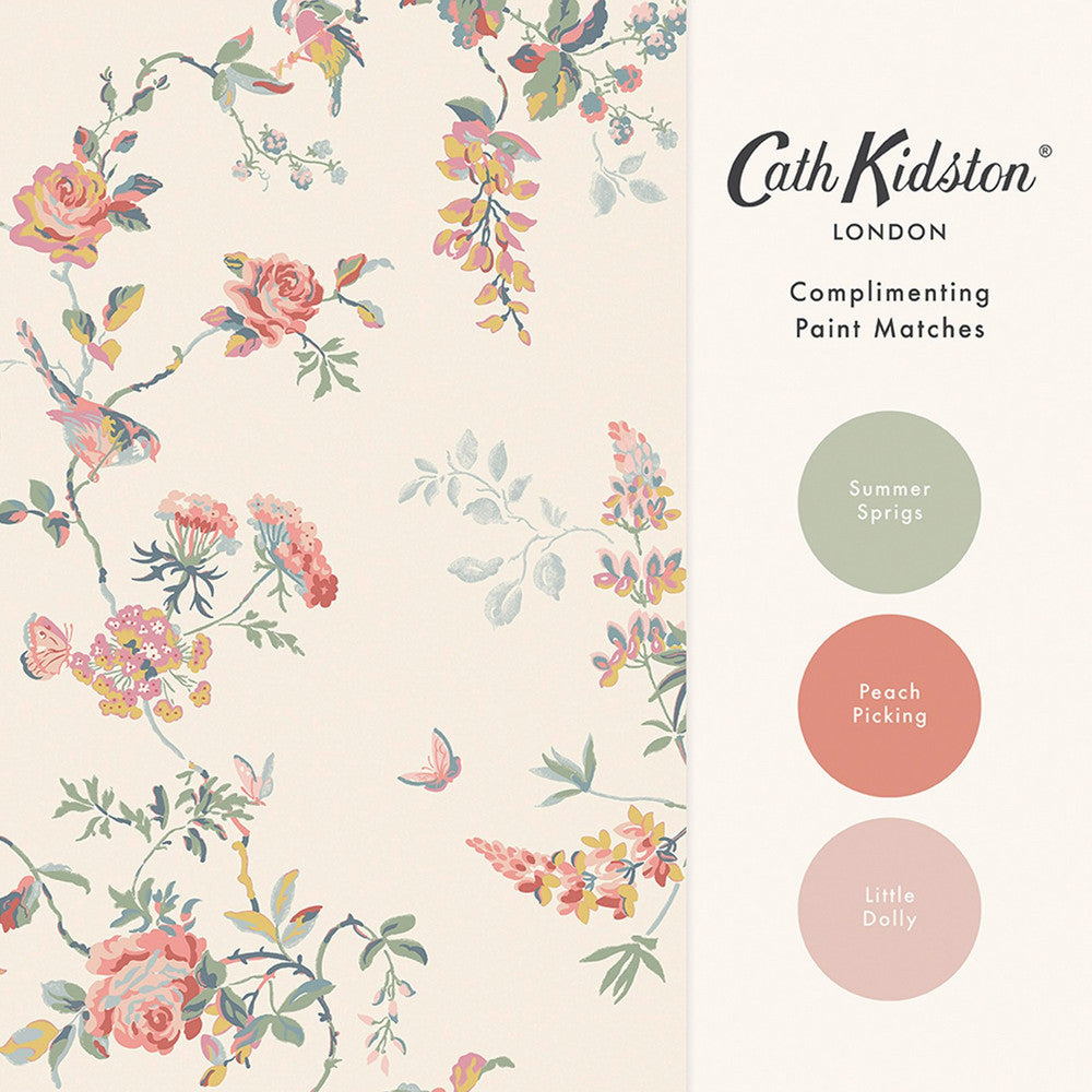 Birds & Roses Wallpaper - Multi - 125503 - Cath Kidston