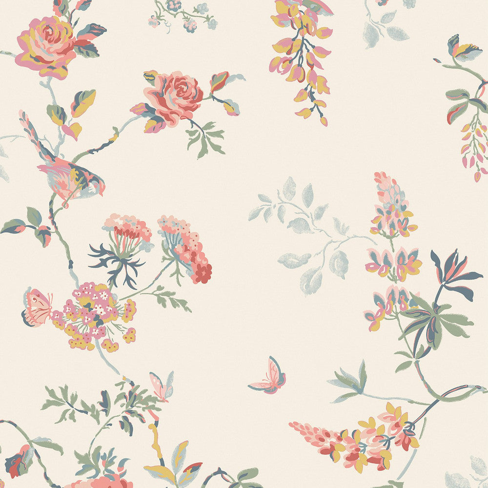 Birds & Roses Wallpaper - Multi - 125503 - Cath Kidston