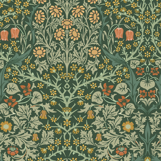 Blackthorn Wallpaper - Deep Green - 124252 - William Morris AH
