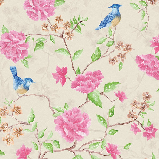 Blossoming Birdsong Wallpaper - Vintage Cream - Lucie Annabel