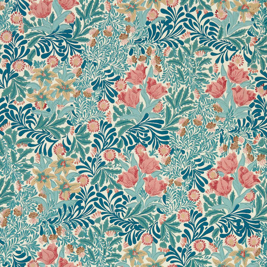 Bower Wallpaper - Indigo/Barbed Berry - 217203 - Morris & Co