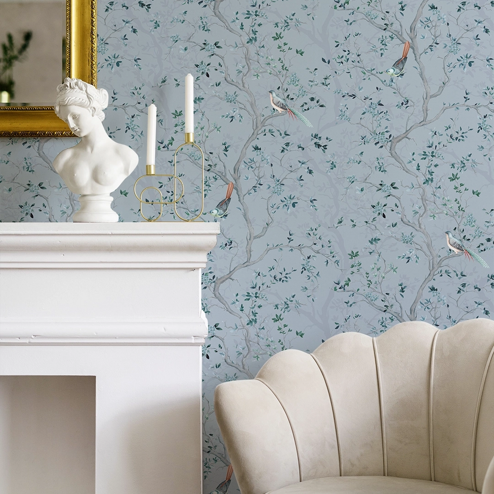 Branches and Birdsong Wallpaper - Heritage Blue - Lucie Annabel