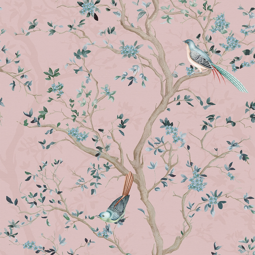 Branches and Birdsong Wallpaper - Rose - Lucie Annabel
