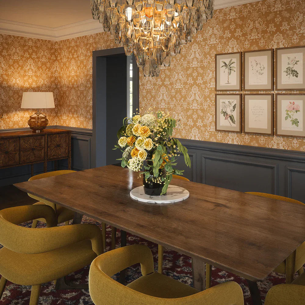 Bridgerton Damask Wallpaper - Burnt Ochre & Vintage Cream - Lucie Annabel