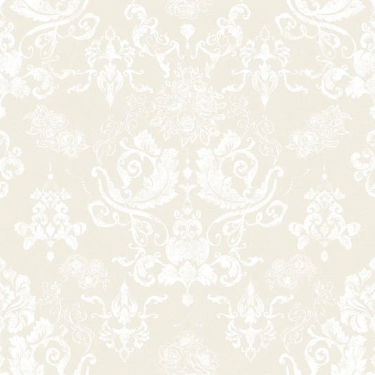 Bridgerton Damask Wallpaper - Classic Cream & Pearl White - Lucie Annabel