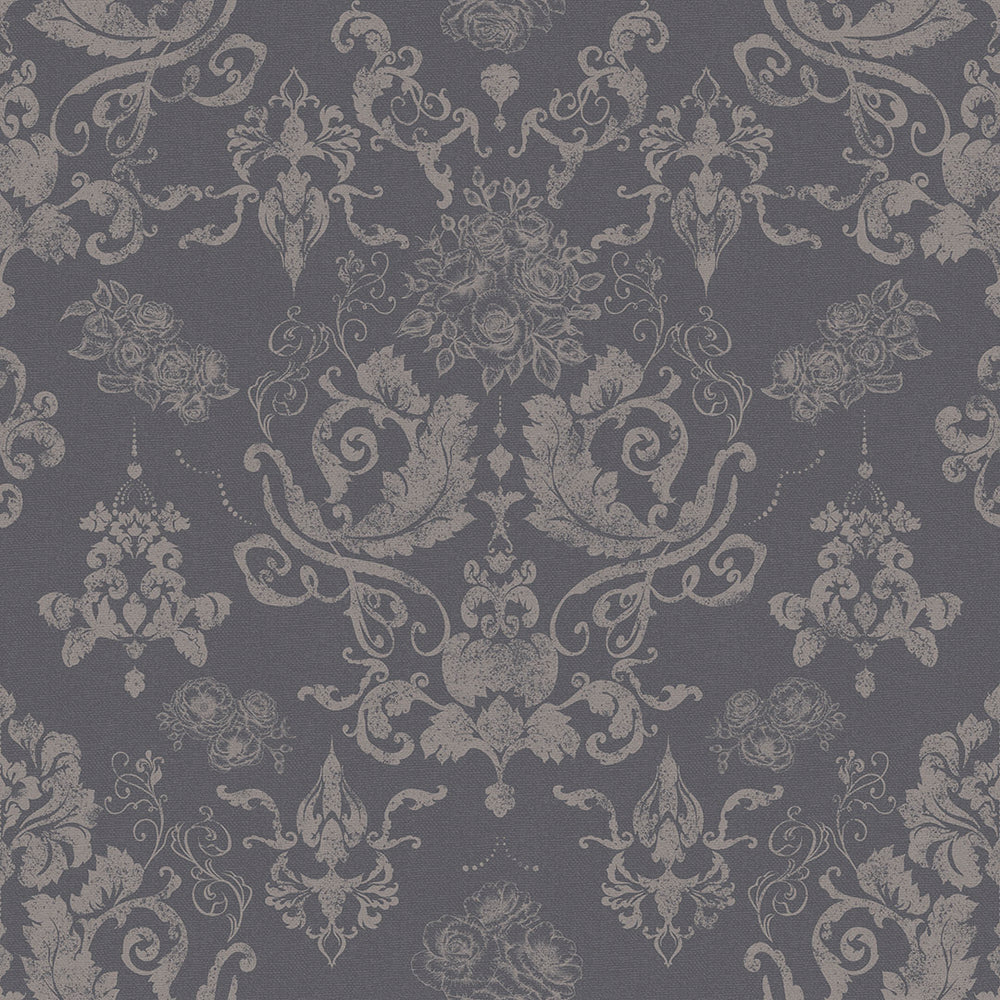 Bridgerton Damask Wallpaper - Slate & Vintage Grey - Lucie Annabel