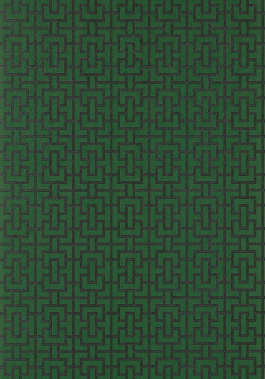 Bridle Wallpaper - Emerald Green - AT79123 - Anna French