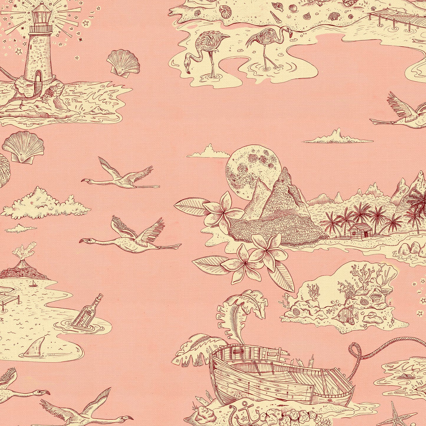Castaway Wallpaper - Pink - Wear The Walls
