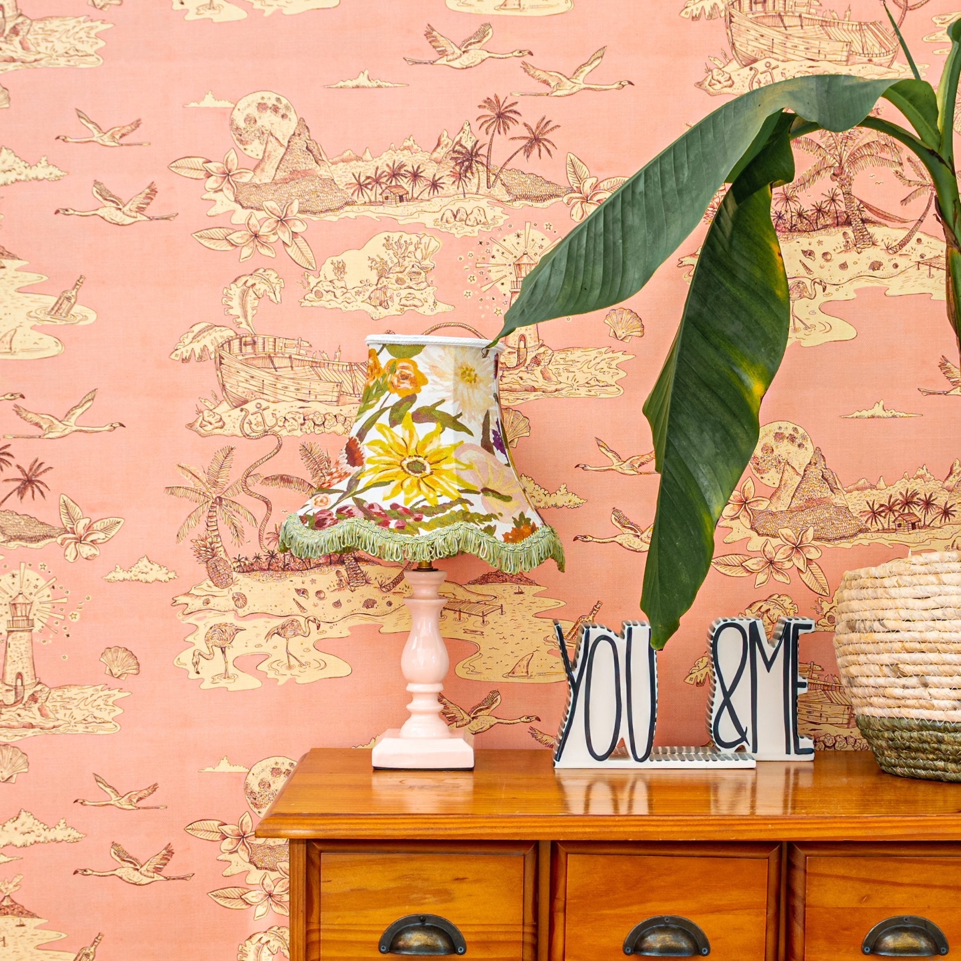 Castaway Wallpaper - Pink - Wear The Walls