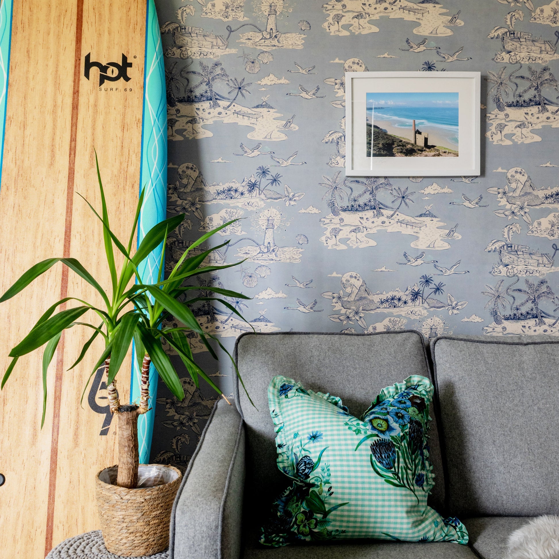Castaway Wallpaper - Blue - Wear The Walls