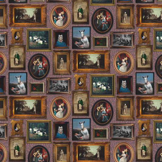 At The Art Gallery Wallpaper - Burgundy - The Graduate Collection