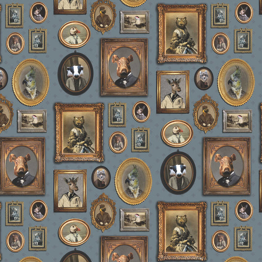 Portrait Gallery Wallpaper - Blue - The Graduate Collection