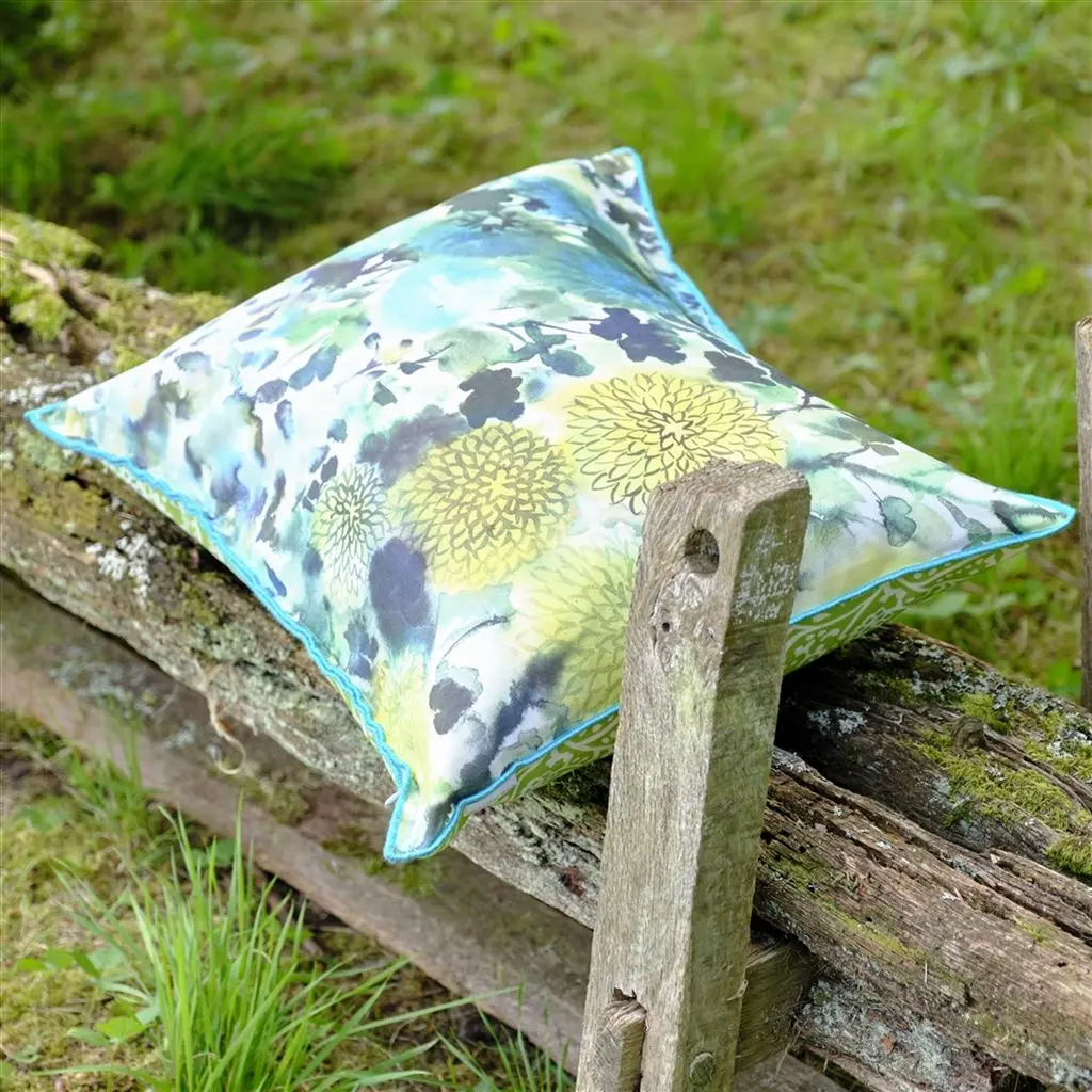 Outdoor Japonaiserie Azure Cushion - Designers Guild