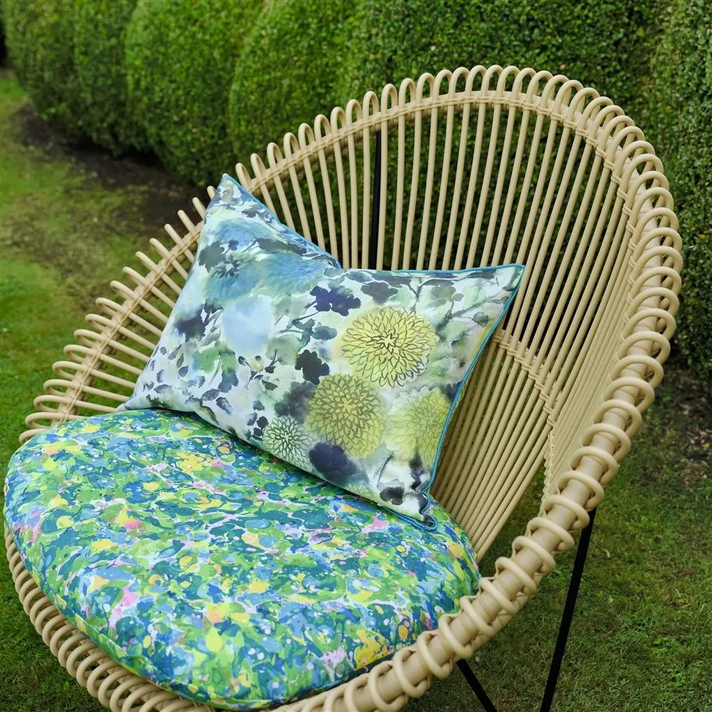 Outdoor Japonaiserie Azure Cushion - Designers Guild