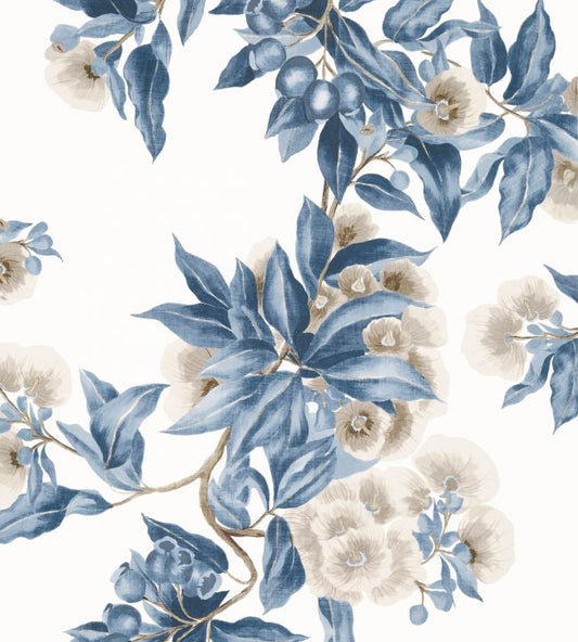 Camellia Garden Wallpaper - Navy and Linen - AT24553 - Anna French