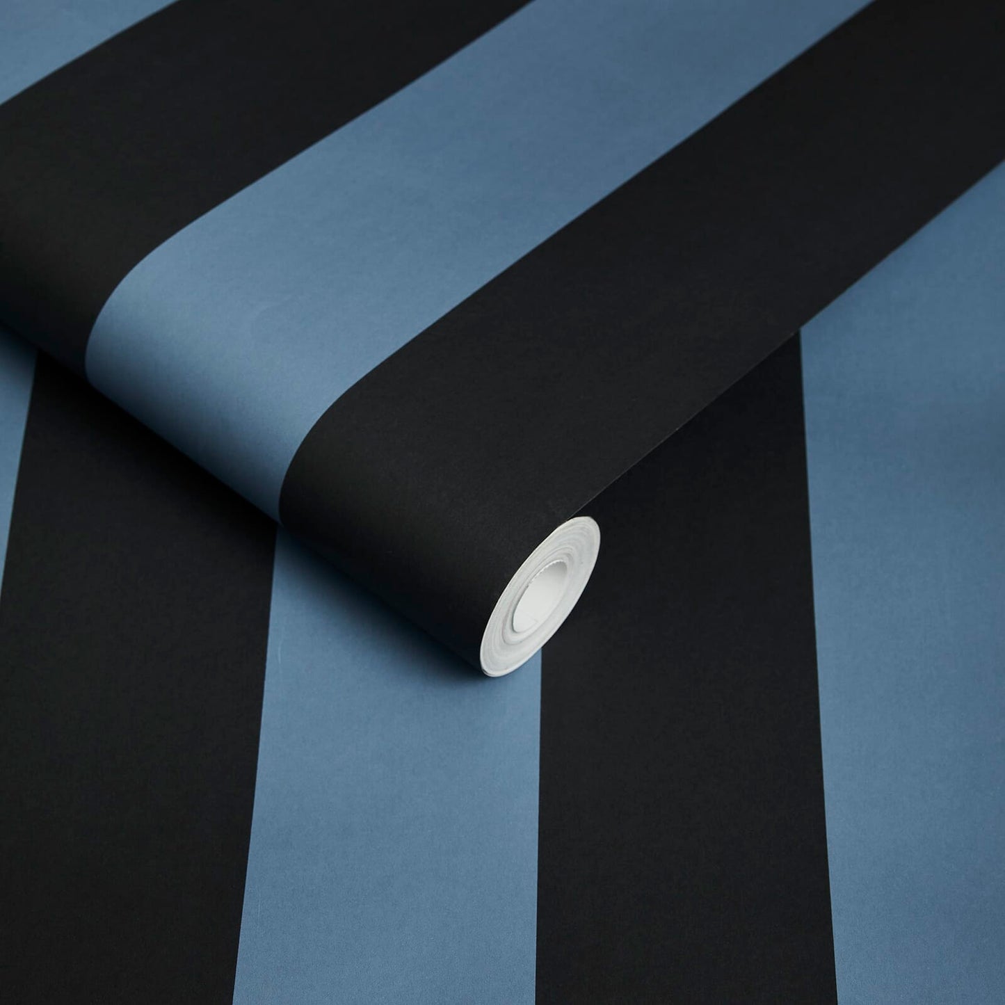 Camelot Stripe Traditional Wallpaper - Sky and Noir - House of Hackney