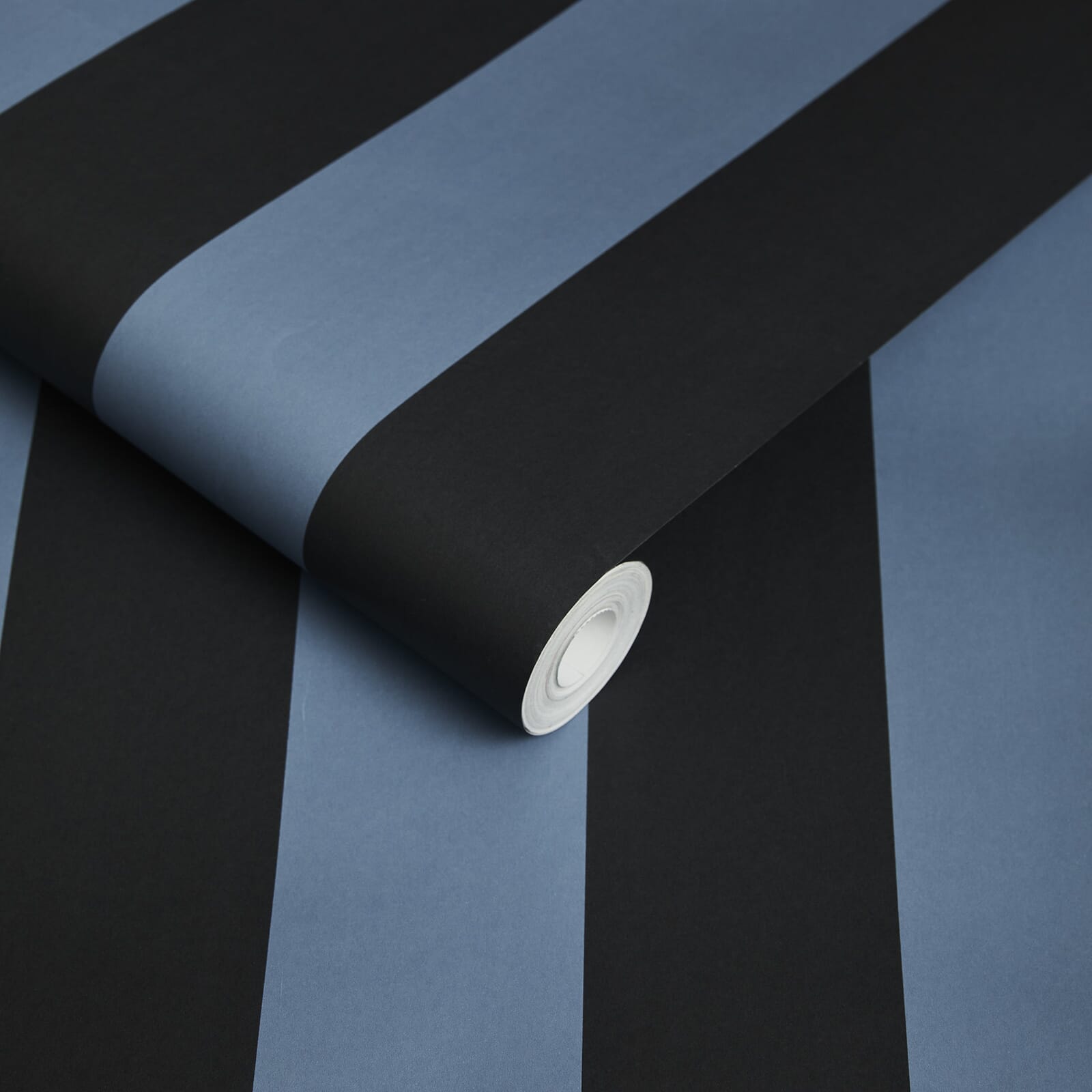 Camelot Stripe Traditional Wallpaper - Sky and Noir - House of Hackney