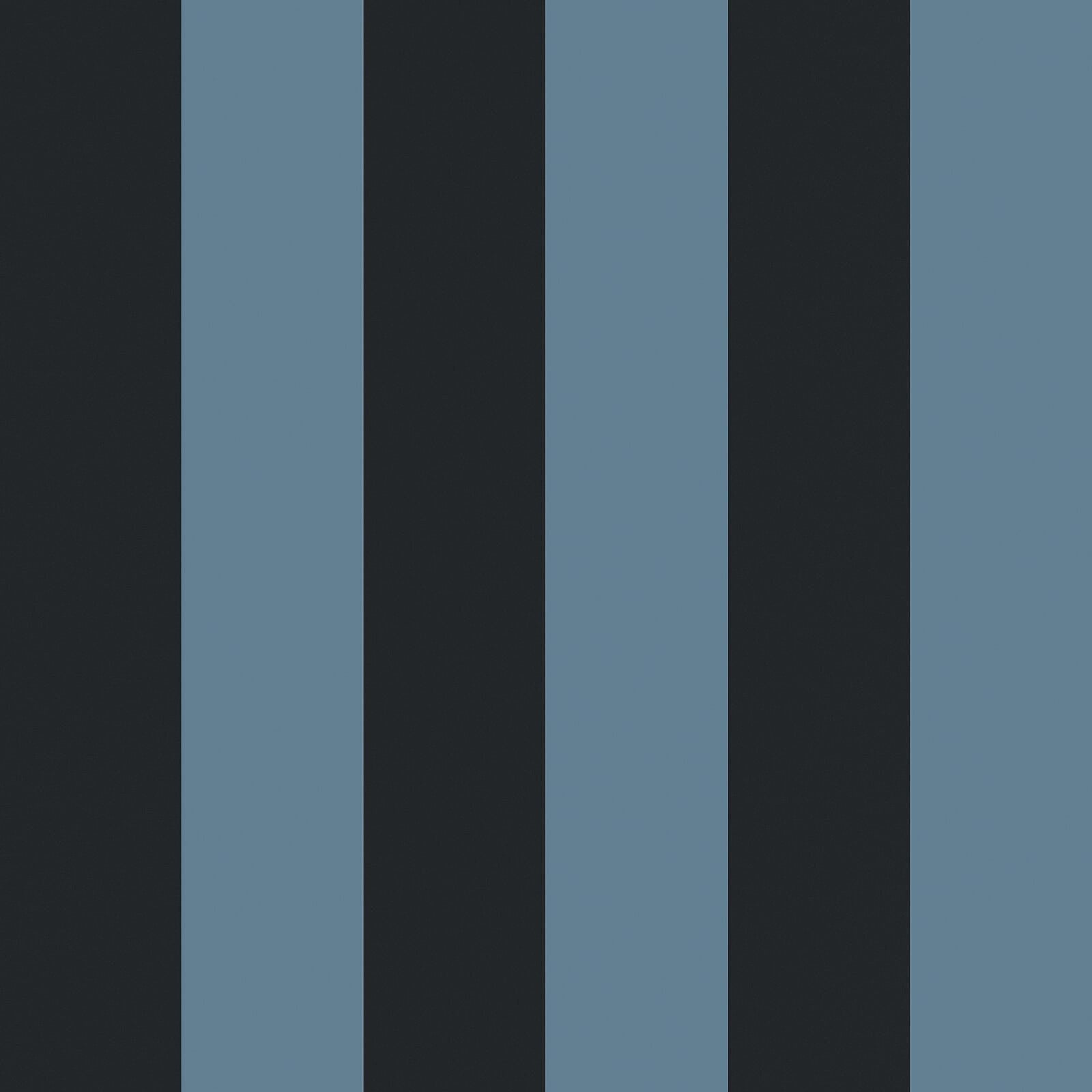 Camelot Stripe Traditional Wallpaper - Sky and Noir - House of Hackney