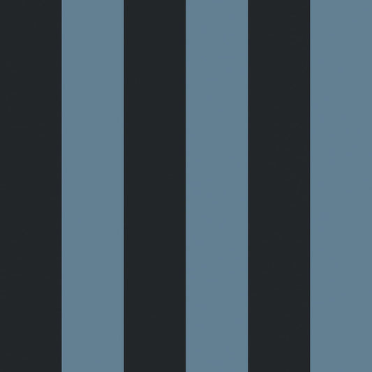 Camelot Stripe Traditional Wallpaper - Sky and Noir - House of Hackney