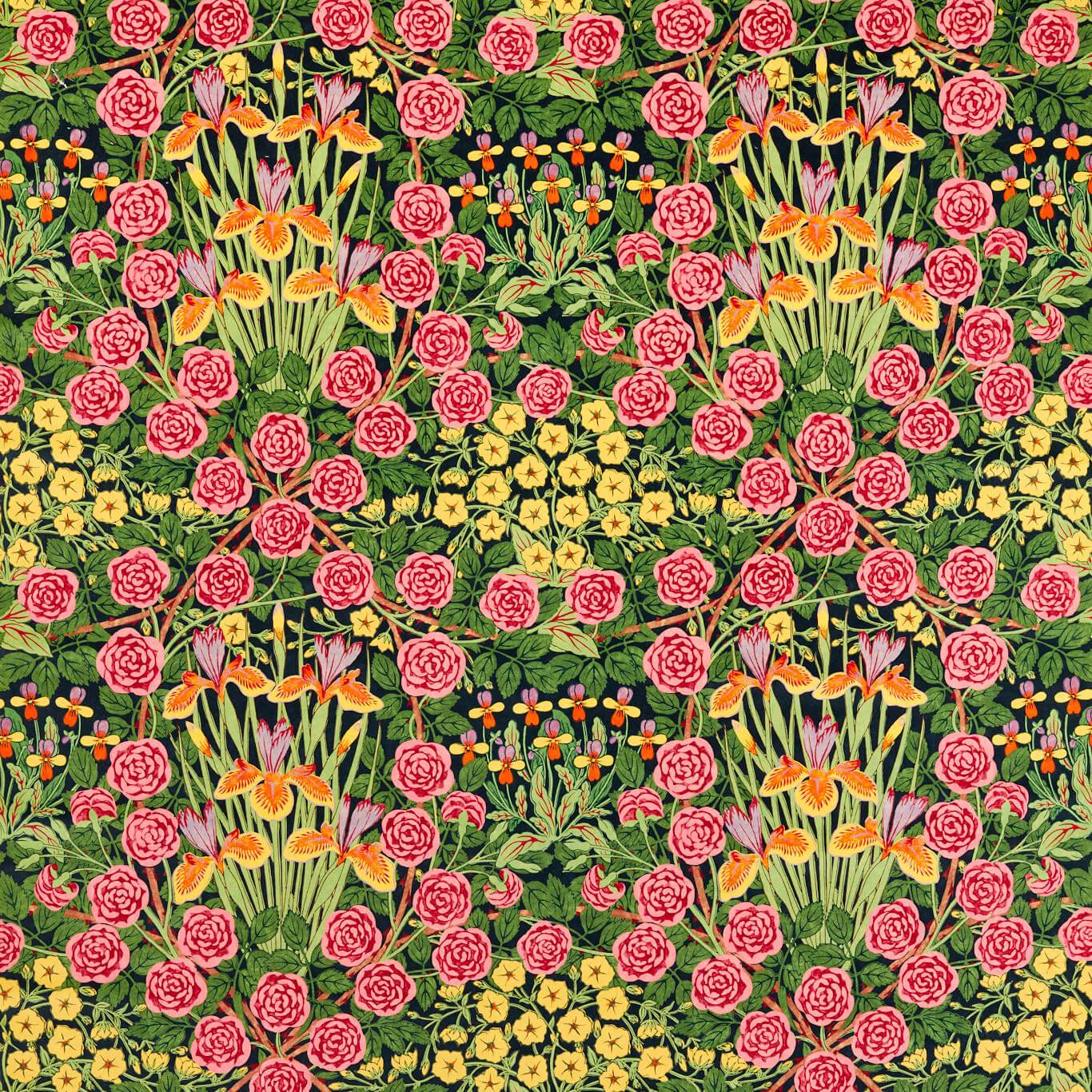 Campanula Velvet Fabric - Sunburst/Ebony - 227223 - Morris & Co