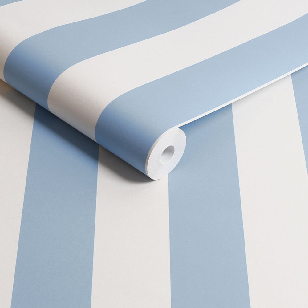 Canopy Stripe Wallpaper - Blue - 125517 - Cath Kidston
