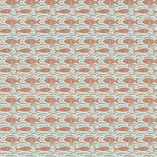 Catch of the Day Wallpaper - Autumn Spice on Duck Egg - Lucie Annabel
