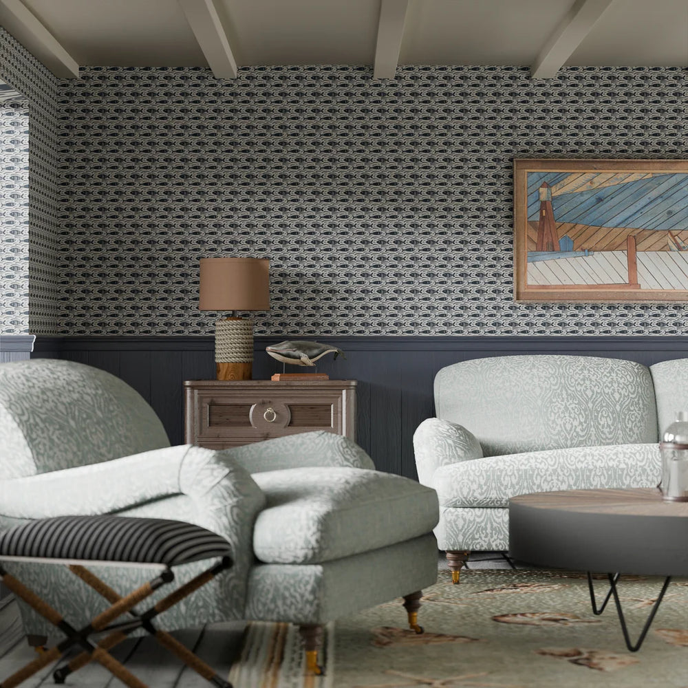 Catch of the Day Wallpaper - Classic Navy - Lucie Annabel