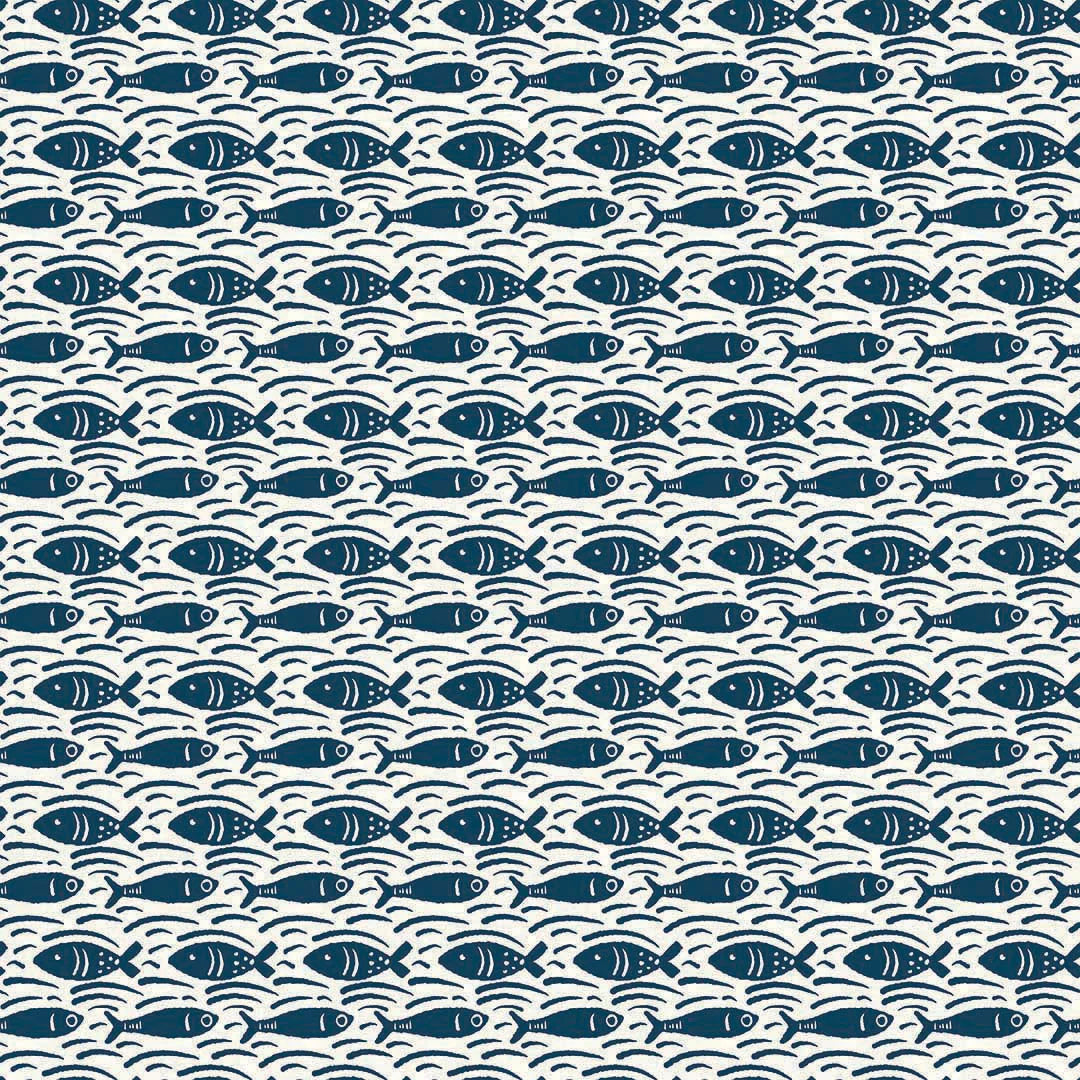 Catch of the Day Wallpaper - Classic Navy - Lucie Annabel