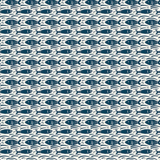 Catch of the Day Wallpaper - Classic Navy - Lucie Annabel
